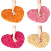 Jieowen Shaggy Carpet Love Heart Rugs Doormat Bathroom Absorbent Non-Slip Floor Mat Door Mat Living Room Decor