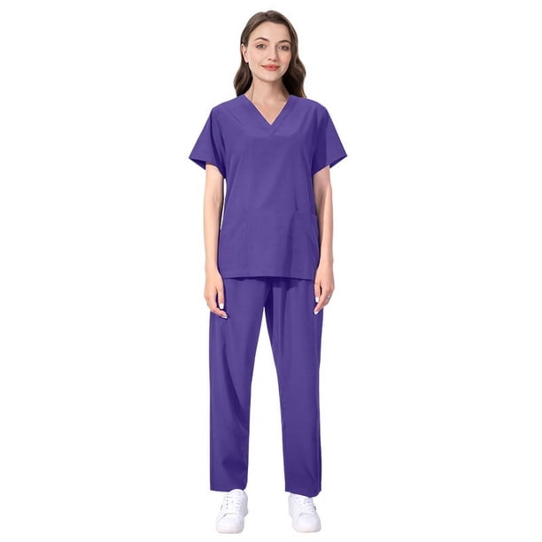 Ropa quirúrgica elástica de secado rápido, ropa de enfermera de hospital, traje de salón de belleza, ropa de lavado a mano con escote en V dividido