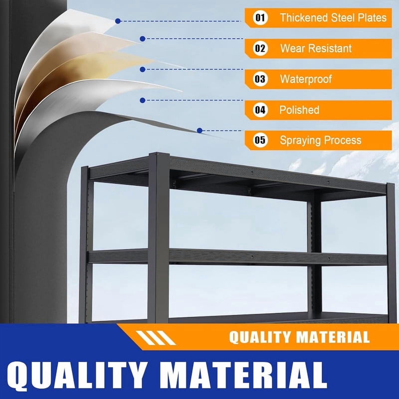 84''H Garage Shelving Unit, Black Storage Shelf, 5 Tiers Storage Racks, Free Standing Heavy Duty Metal Board Adjustable Shelves