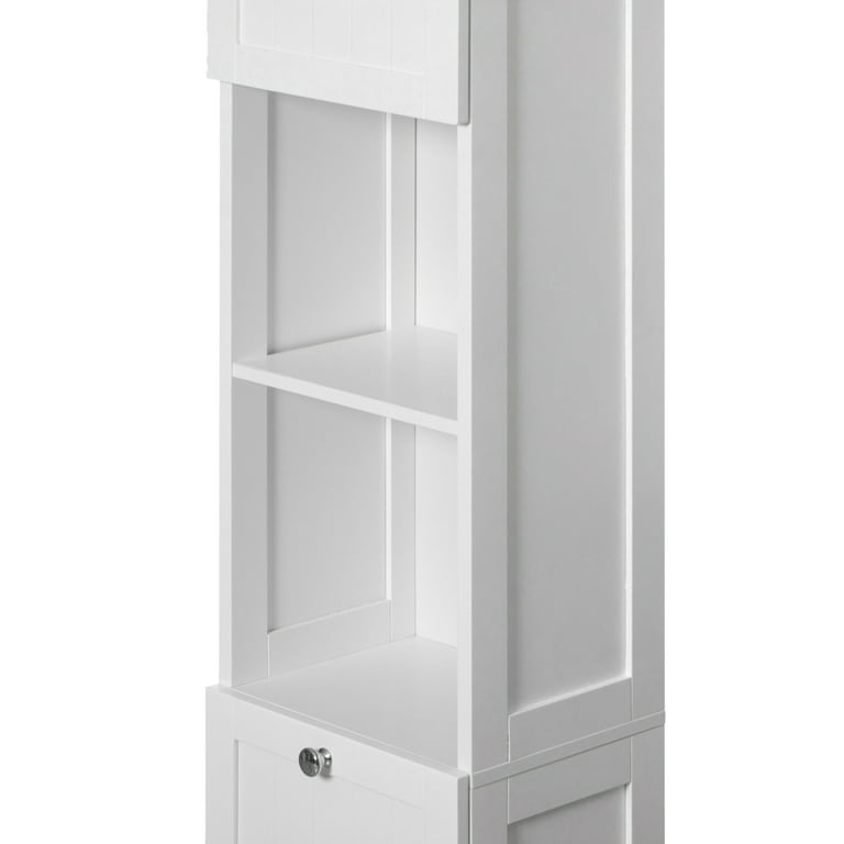 White Bathroom Storage Cabinet Narrow Side Cabinet Shelf Crevice Storage,  Tall Bathroom Cabinet with Wheels, Freestanding Linen Tower for Bedroom
