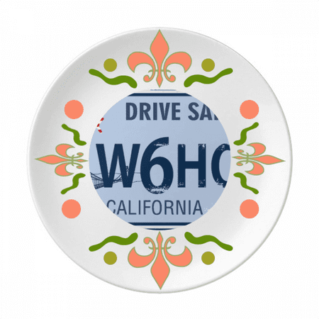 

Licence Plate USA American Pattern Flower Ceramics Plate Tableware Dinner Dish