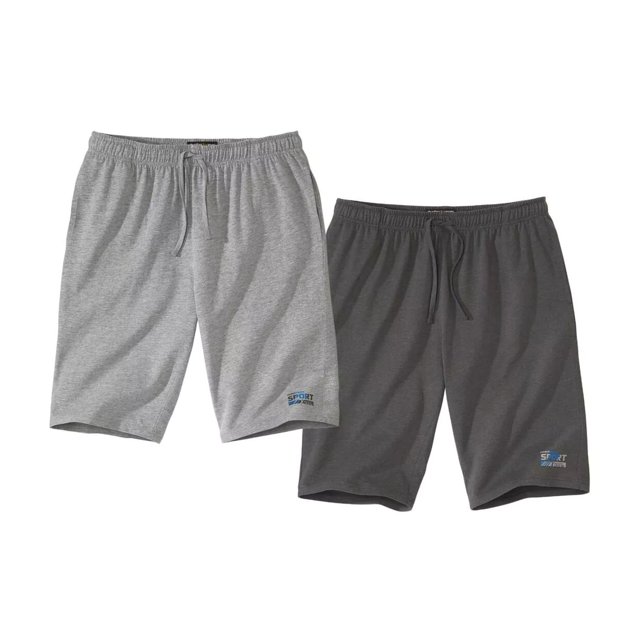 Atlas For Men - Pantalones Cortos de Jersey para Hombre - Pack de 2 (Gris Antracita, Gris Oscuro)