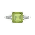 thumbnail image 2 of 3ct asscher cut green natural peridot 14k white gold 3 stone Bridal Wedding Engagement Promise Anniversary Ring for Women size 7.75, 2 of 7