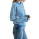 thumbnail image 3 of Suéter Tipo Cárdigan Informal de Cuello Redondo para Mujer, con Frente Abierto, Mangas Largas Onduladas, Tejido Corto Azul L, 3 of 8