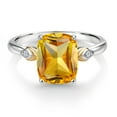 thumbnail image 2 of Gem Stone King 925 Silver and 10K Yellow Gold Yellow Citrine and White Moissanite Engagement Ring for Women | 2.85 Cttw | Cushion 10X8MM | Gemstone November Birthstone | Size 7, 2 of 3