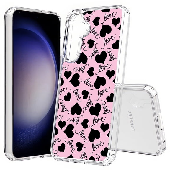 TalkingCase Slim Fit Phone Case Compatible for Samsung Galaxy S25 Plus(Not S25/ S25 Ultra), Pink Love Hearts 2 Print, Lightweight,Flexible, USA Print