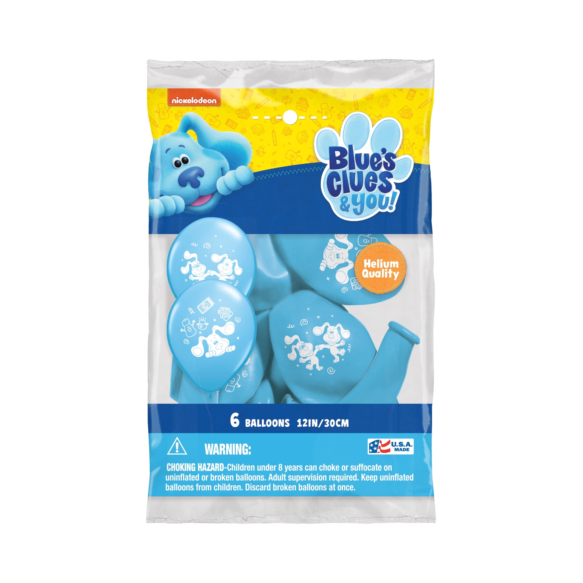 Nickelodeon 6 Ct Blue's Clues Latex Balloons , Blue, 12'