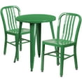 thumbnail image 2 of Emma + Oliver Commercial Grade 24" Round Green Metal Table Set-2 Vertical Slat Back Chairs, 2 of 5