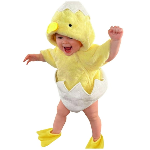 Toddler Easter Outfit Baby Easter Egg Chicken Romper Hooded Bodysuits Easter Baby Boy Clothing Romper 12-18 Months