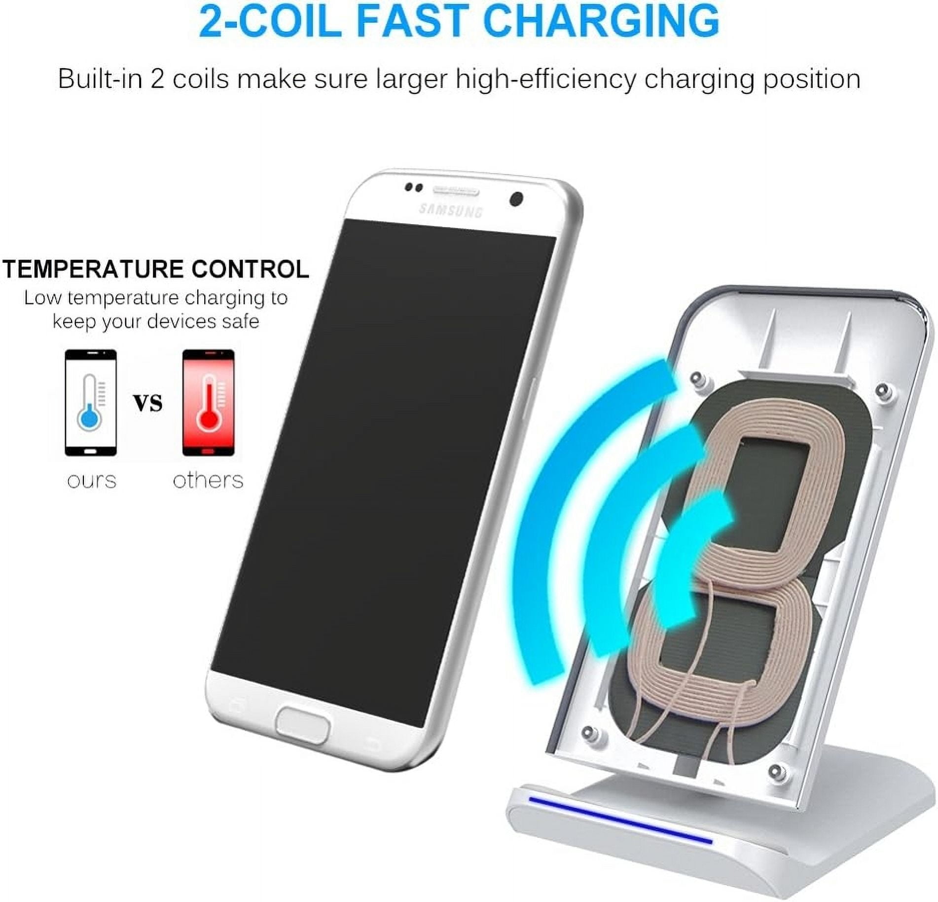 10W Fast Wireless Charger for iPhone 16/Pro/Max/Plus - Stand Detachable 2-Coils Charging Pad Slim for iPhone 16/Pro/Max/Plus