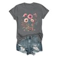 thumbnail image 1 of TSADFHJI Hauts pour Femmes Manches 3/4 Noël Mode Été Confortable Imprimé Floral T-Shirt Manches Courtes G Gris, 1 of 4