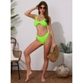 thumbnail image 5 of DARING DIVA Women's Cutout Racerback Ribbed Bikini Set X-Small Fluorescent Green, 5 of 6