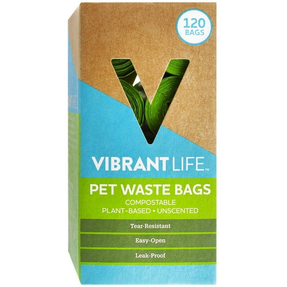 Vibrant Life Compostable Dog Poop Bags, 120 Bags