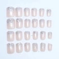 thumbnail image 4 of Glitter False Nails Short, French Stick on Nails, 24pcs Sparkling Square Press On Nails with Glue Elegant Design Sweet Fake Nails for Women Girls (Gli, 4 of 4