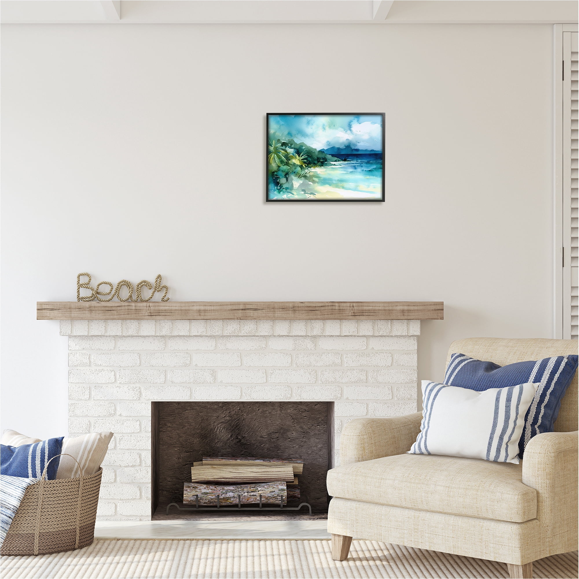Stupell Industries Abstract Tropical Landscape Landscape Painting Black Framed Art Print Wall Art, 20 x 16