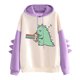 thumbnail image 1 of ICHUANYI Liquidación Moda Mujer Casual Impresión Manga Larga Empalme Dinosaurio Sudadera Tops ICHUANYI WER202308254168, 1 of 5