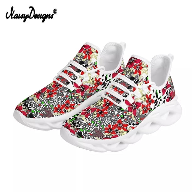 Noisydesigns - Zapatos de verano de malla transpirable para mujer, con estampado floral de leopardo, cómodos zapatos de plataforma , calzado deportivo para exteriores