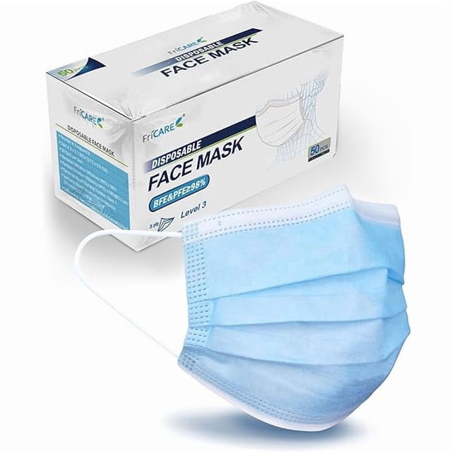 Chenchen Disposable Face Masks, 3-Ply ASTM Level 3 Medical Grade, Breathable & Comfortable for Adult Daily Work/Sun Protection, 50 Pack Blue