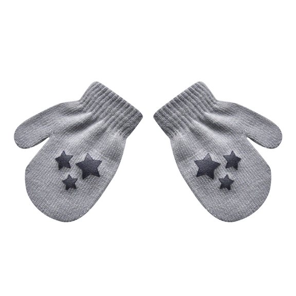 Otqutp Baby Cute Star Print Hot Girls Boys Winter Warm Gloves Toddler Winter Gloves Knitted Warm Mittens for Boys Girls Gloves 1-5Years(Grey,One Size)
