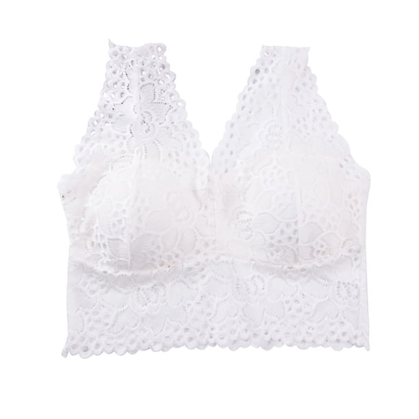 Sujetador de mujer de encaje Sexy Bralette Girl Elástico con correa de hombro ancha Sujetador Ropa interior de mujer, Blanco Scienceny AP001220-01B