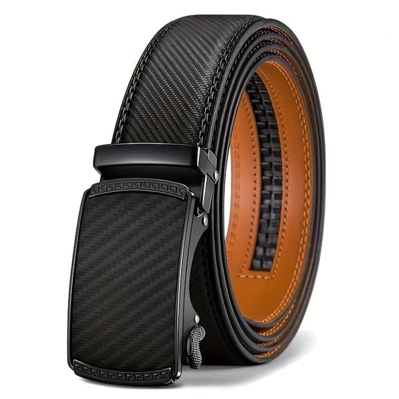 Whiteleopard Men‘s Ratchet Belt – Automatic Slide Buckle Belt for Business Casual Black
