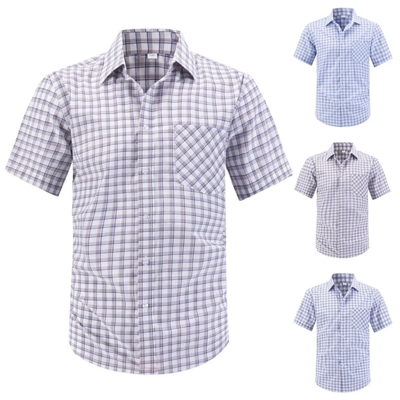 Antinious Mens Summer Beach Shirt,Workout Tops Men,Mens Short Sleeve Shirts Button up Casual Comfy Collar Business Casual Tops,Blue,XXXL