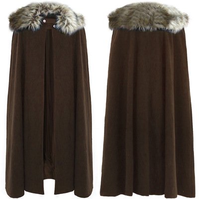 Capa gótica Medieval Vintage para Cosplay, disfraz de Steampunk, Unisex, renacisan Cuello de piel, capa pirata, vestido de Halloween