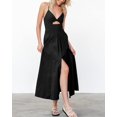 thumbnail image 4 of Women 2024 Summer Spaghetti Strap Dress Sleeveless V Neck Cutout Slit Casual Beach Party Maxi Dresses with Pockets, 4 of 6