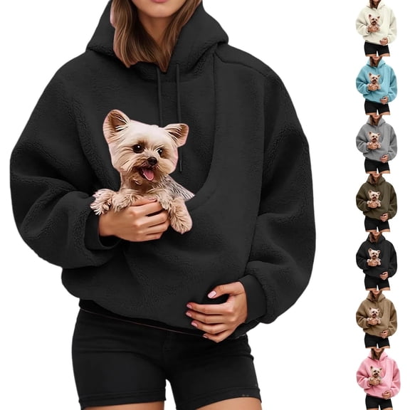 Pet Care Hoodie Fleece Petcare Hoodie Pet Carrier Hoodies Kangaroo Pouch Hoodies with Dog Cat Pouch For Women