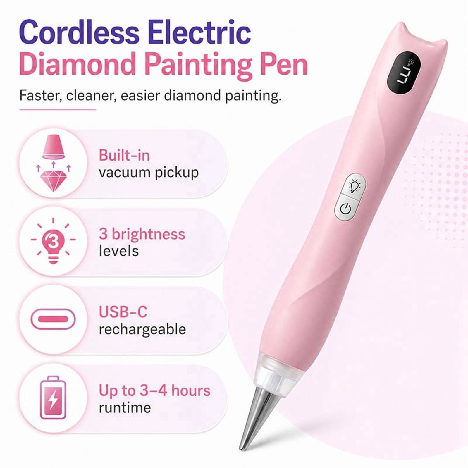 Diamond Painting Pen, Cordless Vacuum Diamond Art Pens and Tools Accessories, No Wax Needed Rechargeable Wireless Diamond Art Pen, Suction Dot Drill Paint Tool for Gem Paintings (Blue)