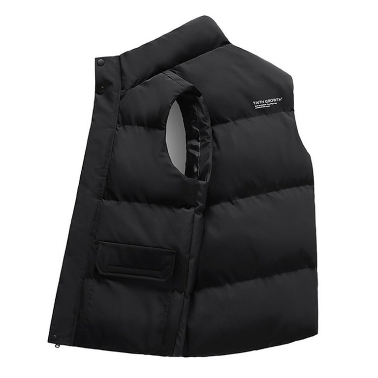 Durtebeua Mens Vests Outerwear Thick Padded Vest Men Warm Solid Heated Cotton Tops Pocket Jacket Vest Walmart