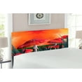 thumbnail image 2 of Mushroom Headboard, Mushrooms Magic Place Imaginary Clouds Clipart Leaves Poppies Spellbound, Upholstered Decorative Metal Bed Headboard with Memory Foam, Full Size, Orange Red Taupe, by Ambesonne, 2 of 4