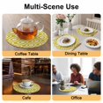 thumbnail image 2 of Yellow Geometric Round 13 Inch Placemats Set of 6, Modern Abstract Art Rhombus HeatResistant Non Slip Place Mats for Dining Table, Wipeable Braided Kitchen Table Mats for Housewarming, 2 of 9