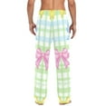 thumbnail image 4 of Cotton Mens PJ Pajama Pants Bottoms Waistband Sleepwear with Pockets Cute Bows and Plaid, 4 of 7