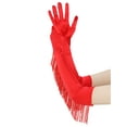 thumbnail image 5 of Women's Long Satin Finger Gloves with Tassels Arm Warmer Elbow Length Sleeves for Female Halloween Opera Dance Wedding Party Red, 5 of 6