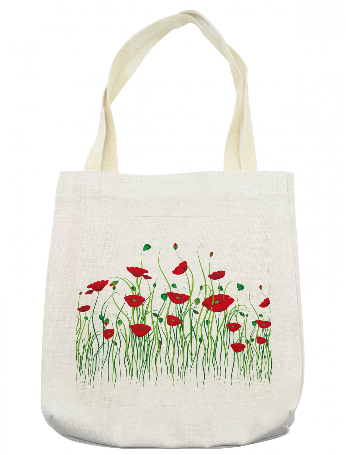 Poppy Tote Bag, Scarlet Flowers and Buds on a Rural Field Refreshing ...