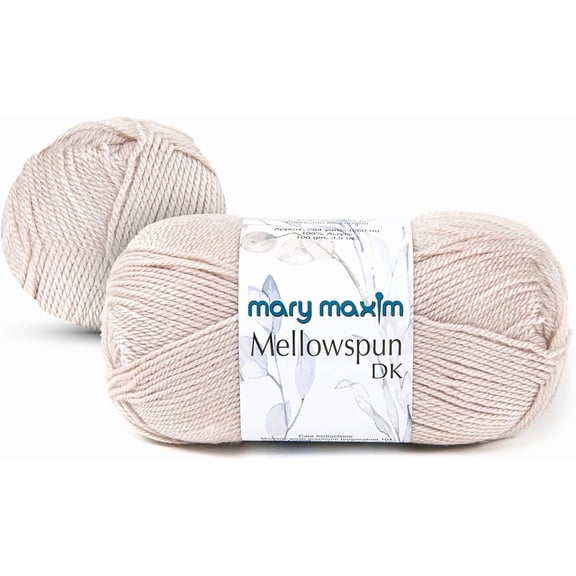 Mary Maxim Mellowspun DK Weight Yarn, Lightweight Acrylic Yarn 284 Yards, 3.5 Oz, Buff