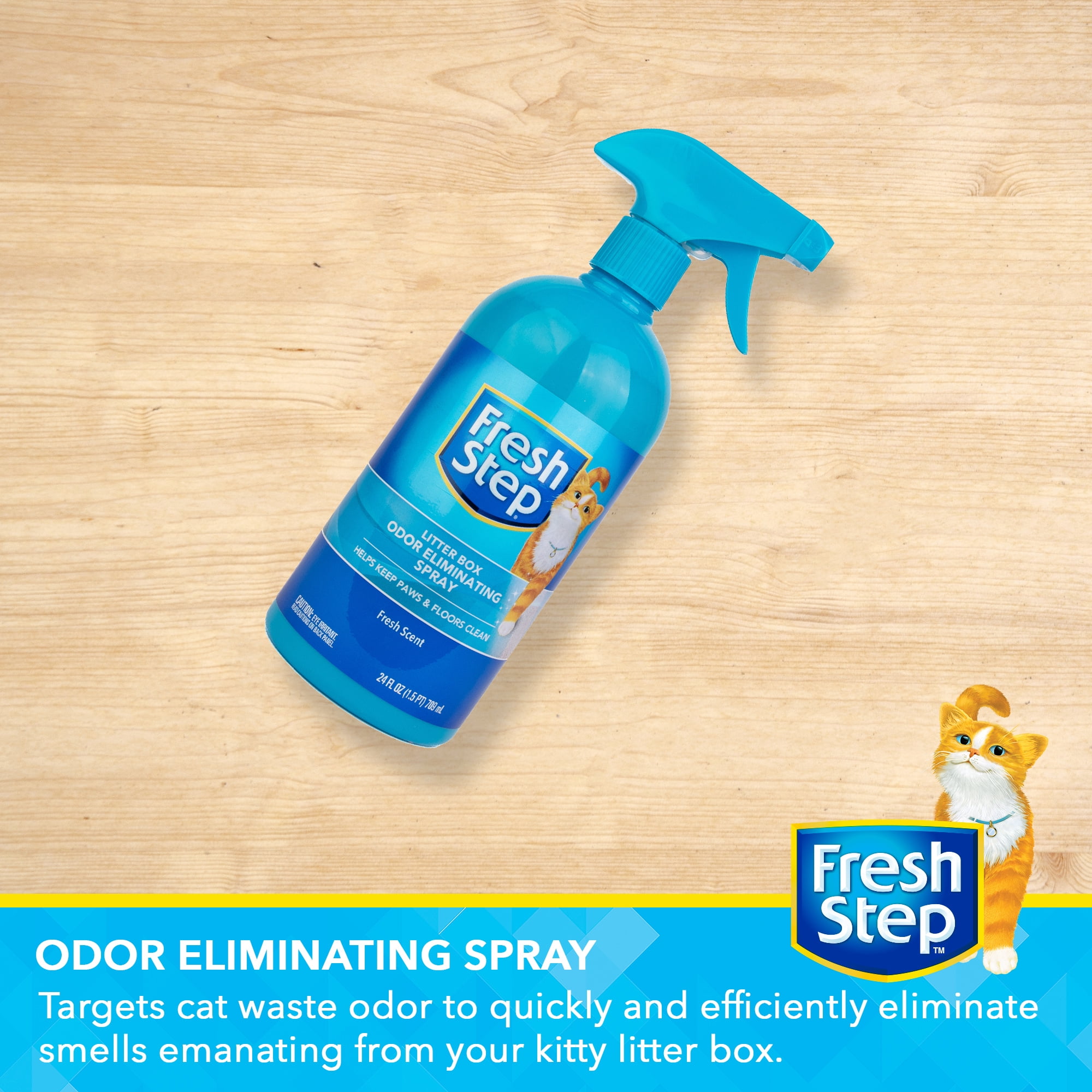 Fresh Step Litter Box Odor Eliminating Spray, 24 fl oz, Pet-Friendly, Scented