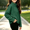 thumbnail image 5 of Falkdiz Long Sleeve Sweatshirts for Girls Warm Outdoor Pullover Winter 1/4 Zipper Casual High Neck Solid Color Girls Shirts Travel Army Green , Size: 120, 5 of 8