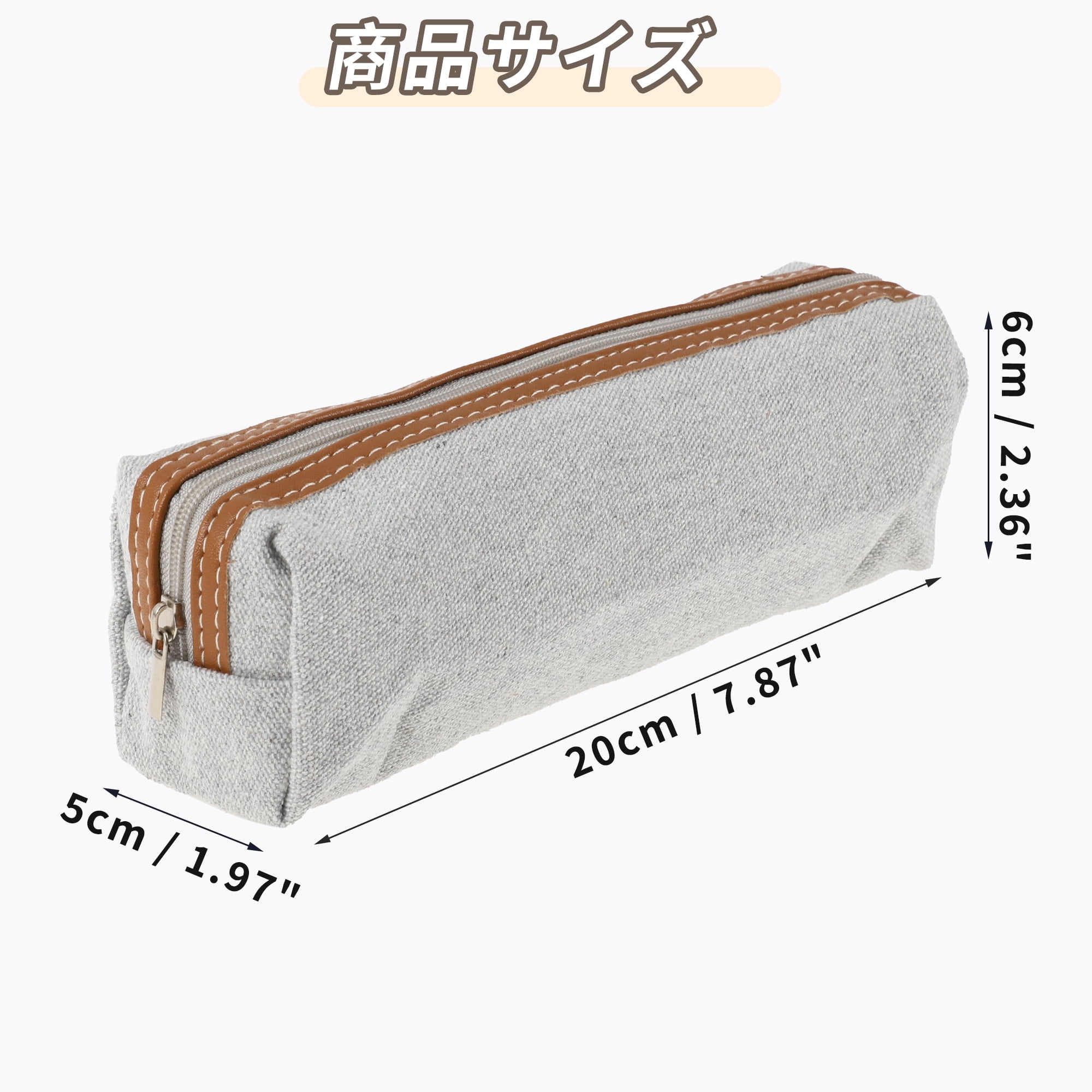 Unique Bargains Canvas Pencil Pouch Portable Bag Gray