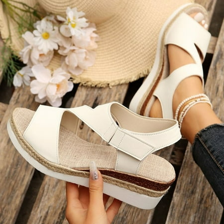 

mtvxesu Womens Sandals Women s Summer Size Wedge Fish Mouth Roman Sandals Sandals for Women 2024 Dinner Party Discount