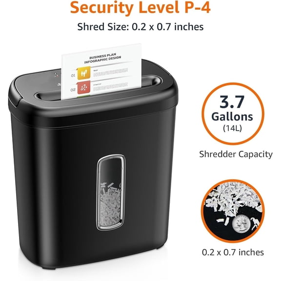 8-Sheet Cross Cut Paper Shredder and Credit Card Shredder - Black