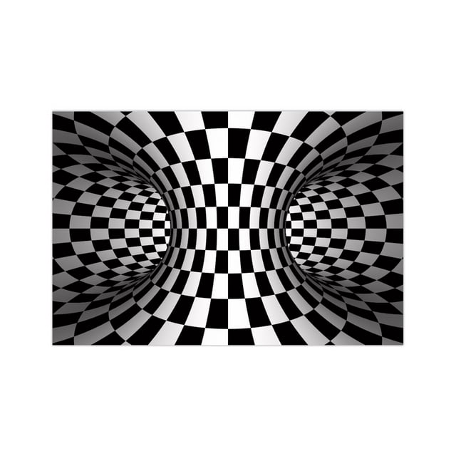 MesaSe 3D Illusion Carpet Velvet Home Office Rectangular Visual Geometry Carpet Optical Illusion Rug Velvet(Black & White)