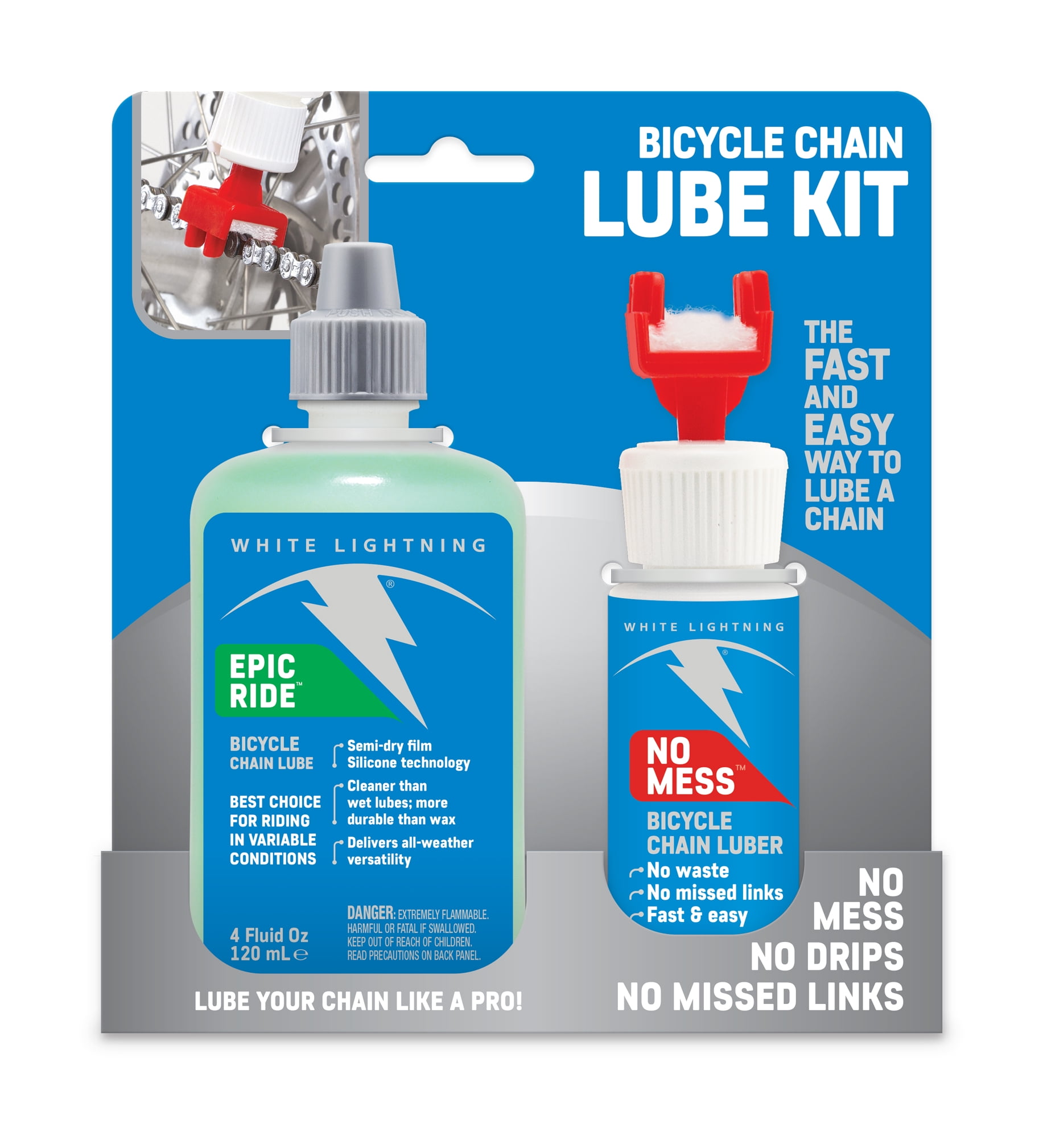 White Lightning No Mess Bicycle Chain Lubricant Kit - Walmart.com