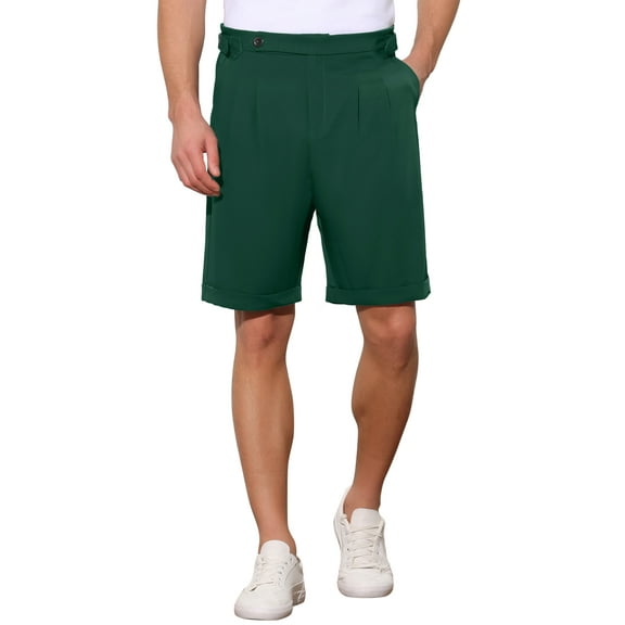 INSPIRE CHIC Business Shorts for Men's Pleated Front Summer Dress Chino Shorts 32 Dark Green
