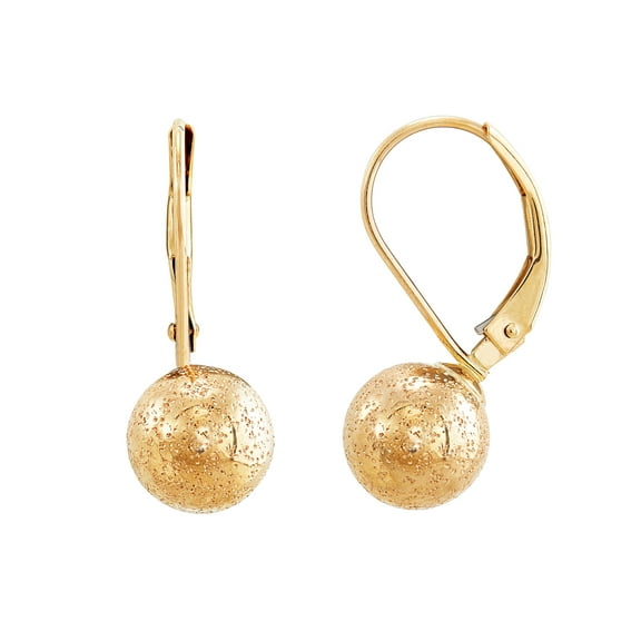 Brilliance Fine Jewelry 10kt Yellow Gold Glitter Bead Ball Leverback Earrings