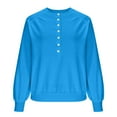 thumbnail image 6 of Fznquz Sweaters for Women 2025 Trendy Puff Sleeve Pullover Sweaters Blue Winter Button Long Sleeve Women's Tops, 6 of 8
