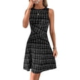 thumbnail image 3 of Women'S Casual Dresses 2025 Sleeveless Striped Mini Dress High Waisted A Line Dresses Black L, 3 of 9