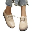 thumbnail image 2 of Domuza Women's Platform Oxford Shoes Classic Chunky Patent Leather PU Square Toe Wedges Casual Lace Up Sneakers for summer White 7（EU-38）, 2 of 6