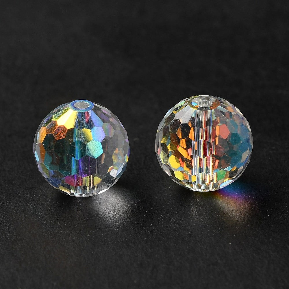 Glass K9 Glass Imitation Austrian Crystal Beads Faceted(128 Facets) Round Clear AB 10mm Hole: 1.5mm